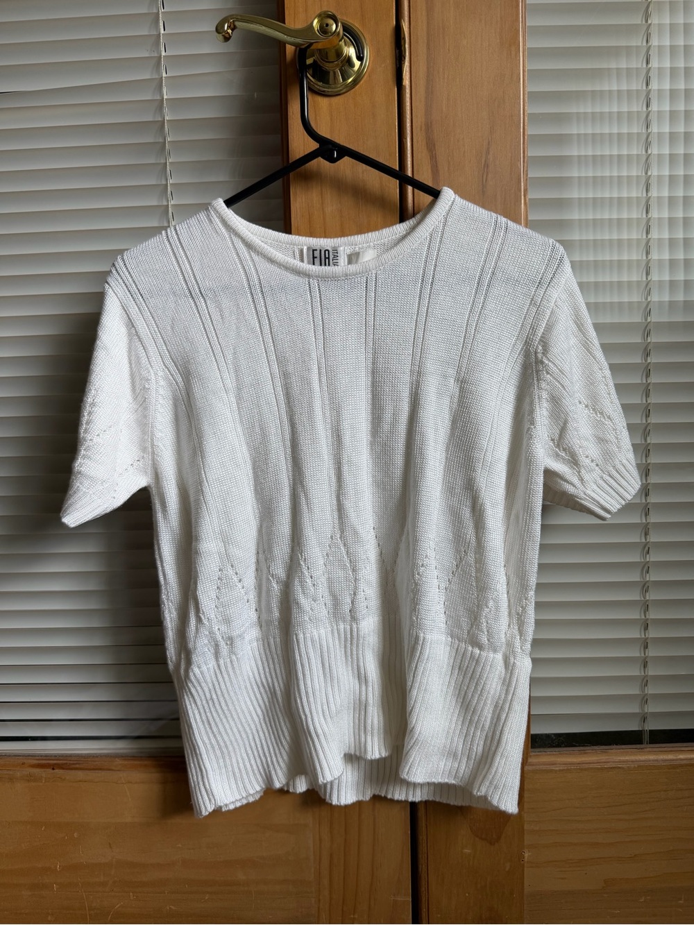 FILA White Short-Sleeve Knit Crewneck Top